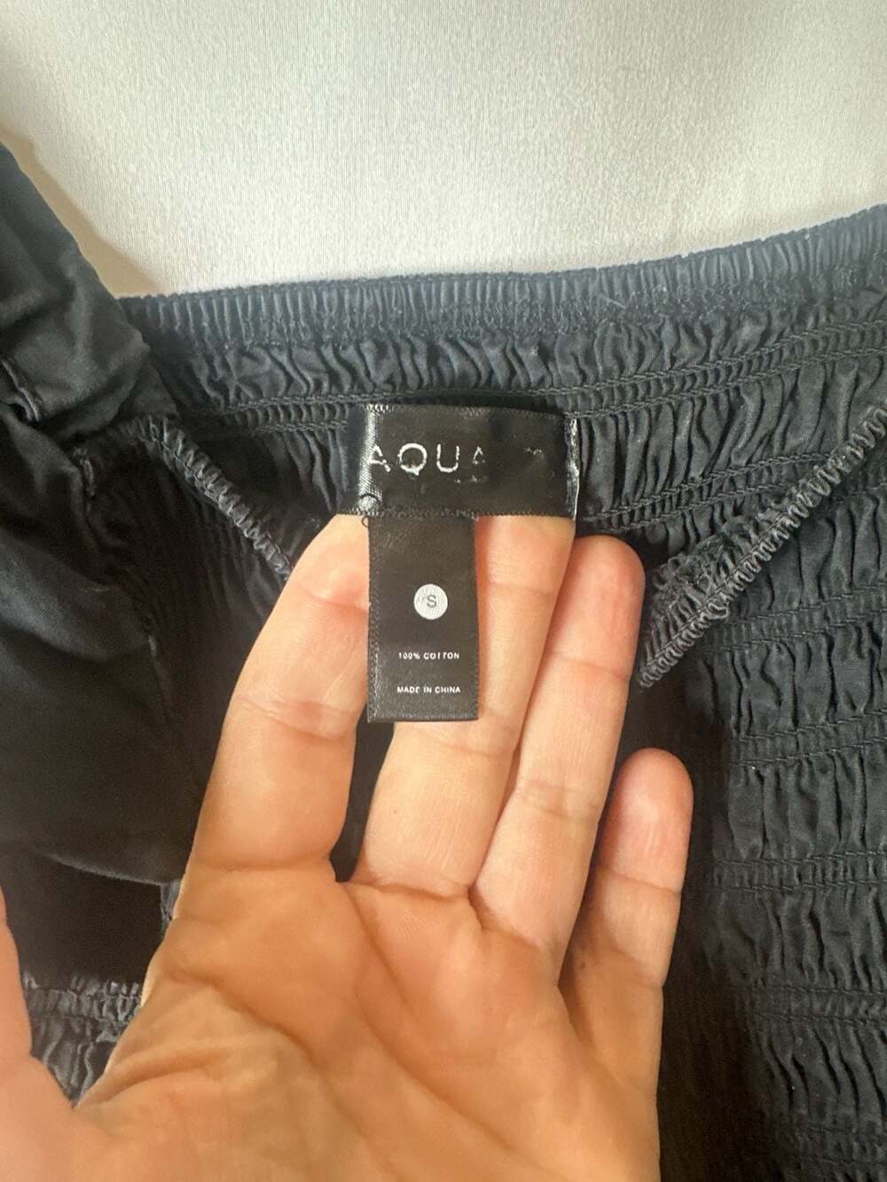 AQUA Black Smocked Tiered Cotton Midi Dress with Ruffle Sleeves, Size S - Picture 2 of 5